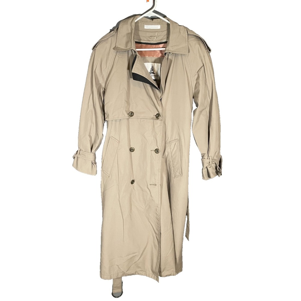 Vintage Misty Harbor Trench Coat Womens 10 Petite Beige Lined Any Weather KOREA